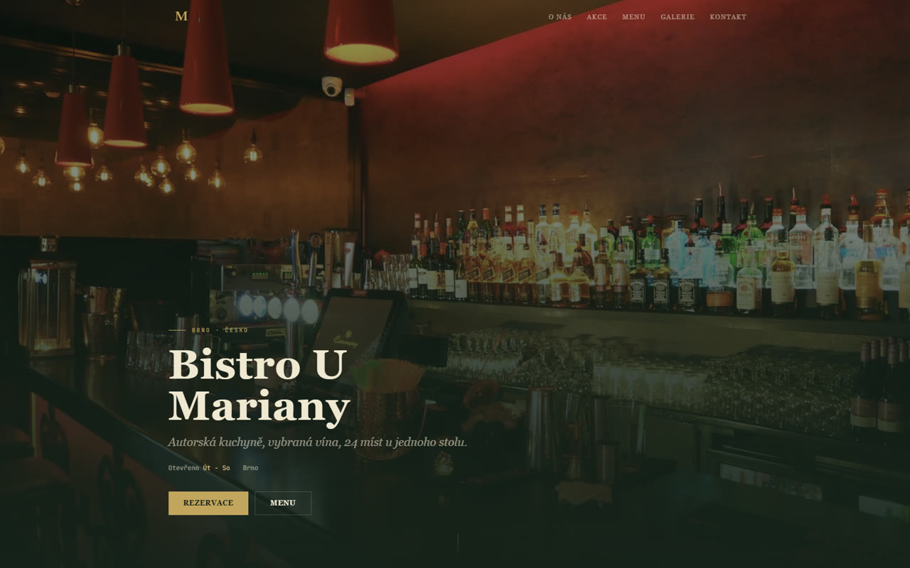 Ukázka webu restaurace za pár stovek ročně
