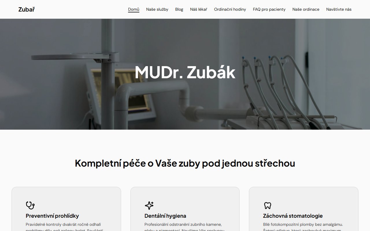 Náhled webu pro lékařskou ordinaci